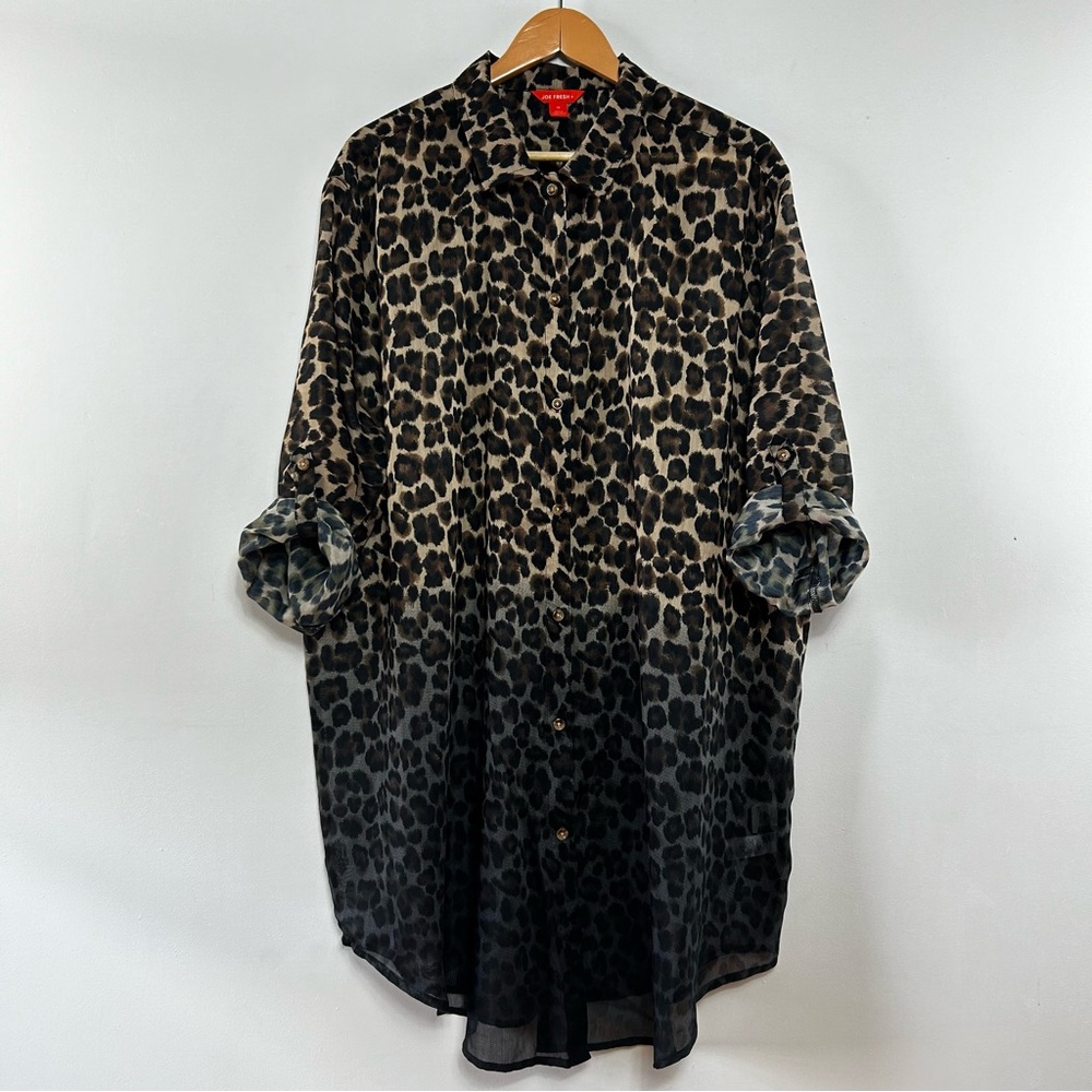Joe Fresh Animal Print Duster 1X EUC